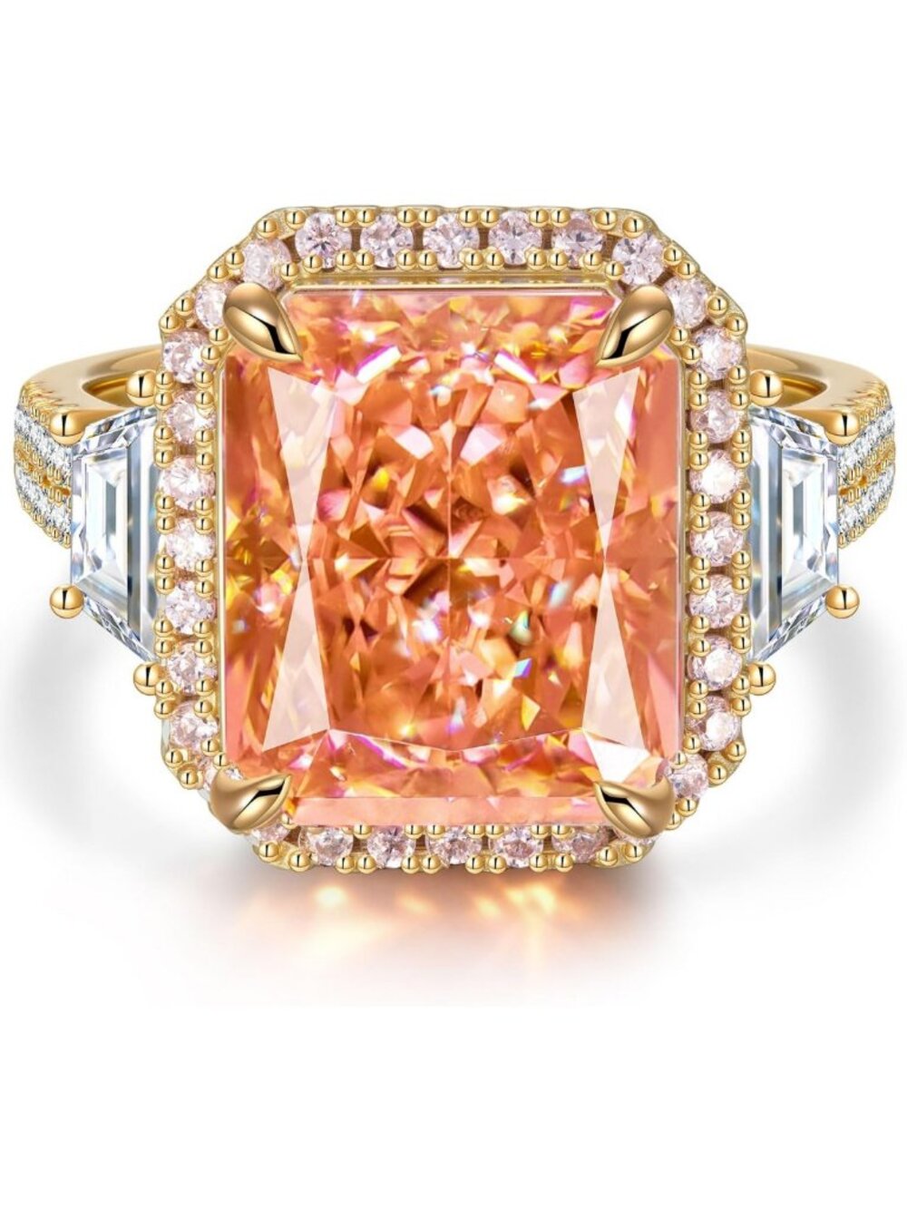 8ct Sunset Glow Radiant Cut Halo Cocktail Ring - Elegant Women's Jewelry